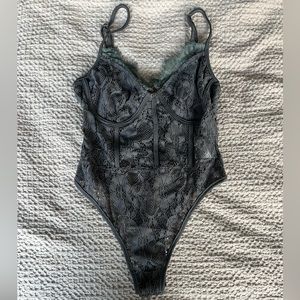 Brand New Gray Lace Corset Bodysuit